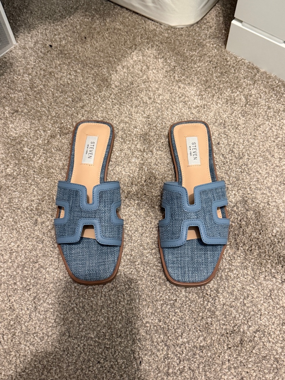 Steven NEW YORK Blue Woven Slide Mules